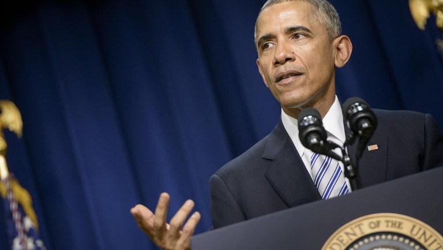 Le président américain Barack Obama à la Maison Blanche, le 18 février 2015 à Washington DC