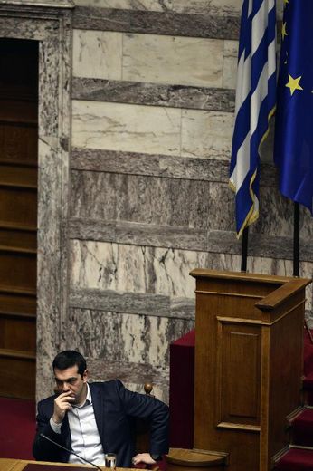 Le Premier ministre grec Alexis Tsipras au Parlement à Athènes, le 18 février 2015