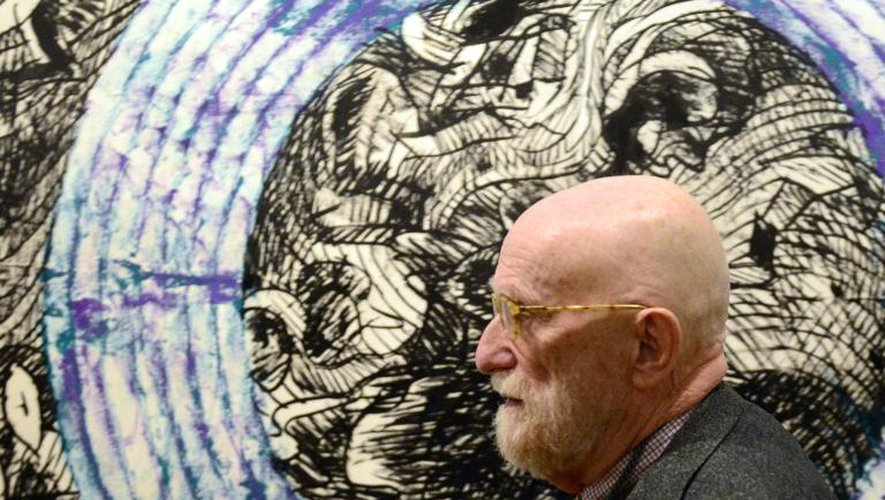 Le peintre belge Pierre Alechinsky au Cercle des Beaux-Arts de Madrid, le 19 février 2015