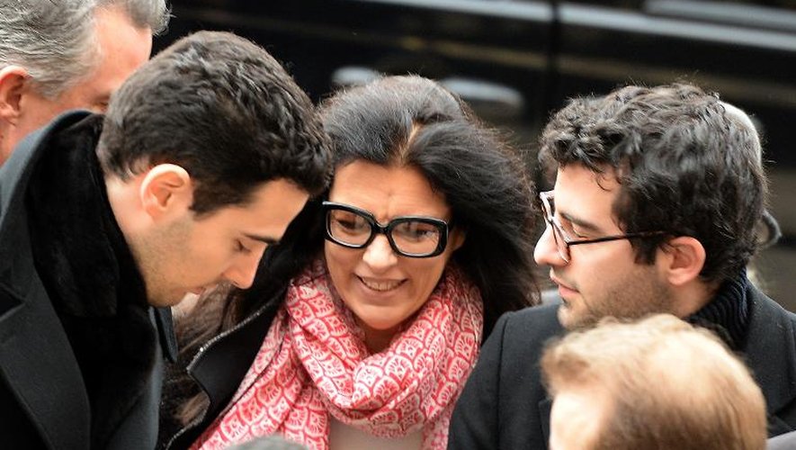 Francoise Bettencourt-Meyers et ses fils Nicolas et Jean-Victor à leur arrivée le 20 janvier 2015 au palais de justice de Bordeaux