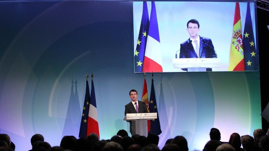Le Premier ministre Manuel Valls à Montesquieu-des-Albères (Pyrénées Orientales), le 20 février 2015