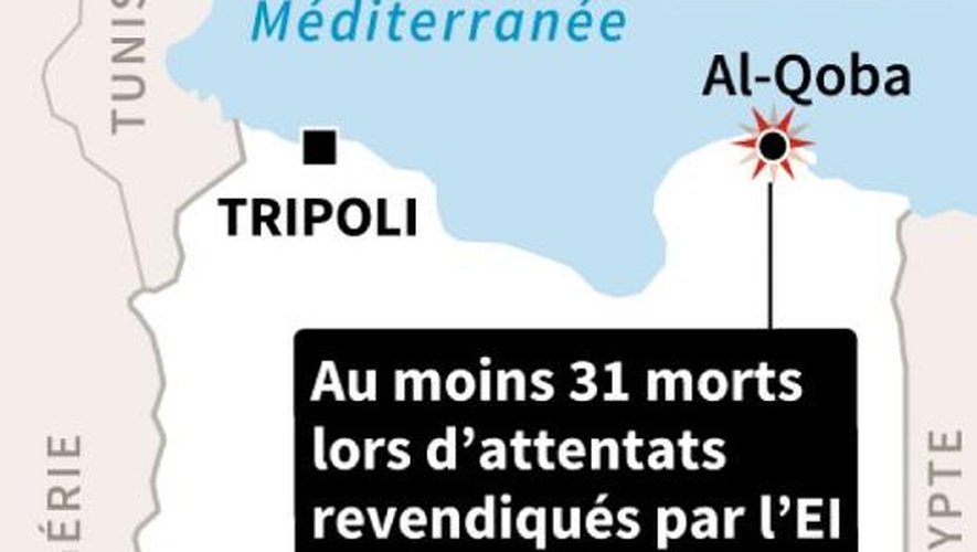Localisation des attentats dans l'est de la Libye qui ont fait au moins 31 morts