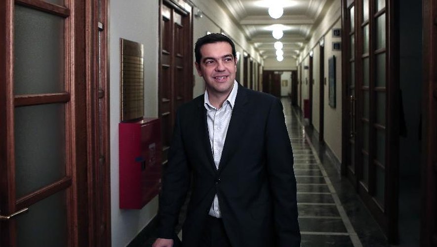 Le Premier ministre grec Alexis Tsipras au parlement à Athènes le 21 février 2015