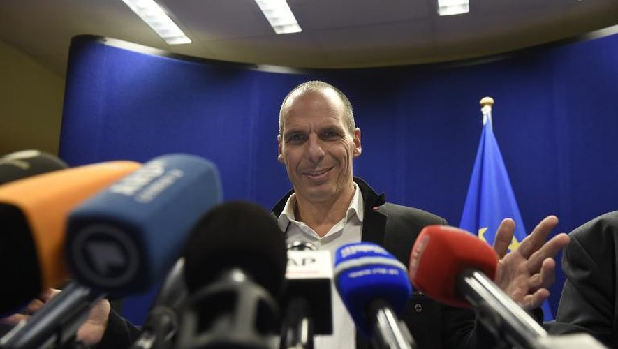 Le ministre grec des finances Yanis Varoufakis lors d'une conférence de presse le 20 février 2015, à Bruxelles