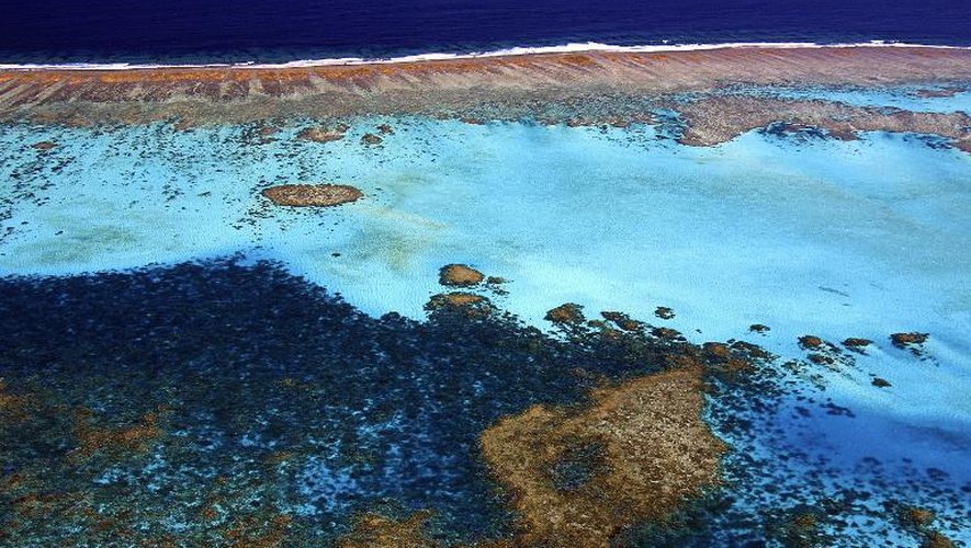 Photo prise le 13 juin 2006 de la barrière de corail de Nouvelle-Calédonie, l'une des plus vastes au monde.