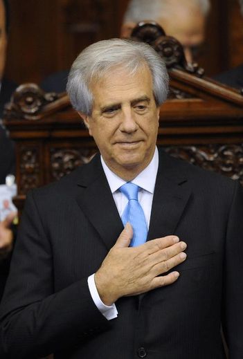 Le nouveau président uruguayen Tabaré Vazquez au Congrès de Montevideo, le 1er mars 2015