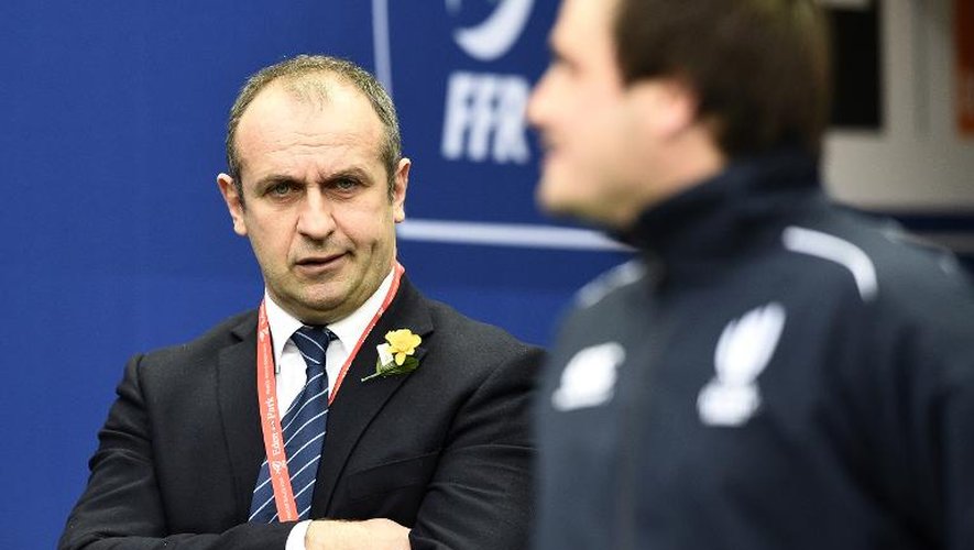 Le manager du XV de France Philippe Saint-André avant le match contre le Pays de Galles, le 28 février 2015 au Stade de France