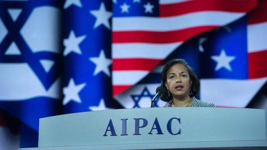 La conseillère à la sécurité nationale de la Maison Blanche Susan Rice s'adresse au groupe de pression américain pro-israélien Aipac à Washington le 2 mars 2015