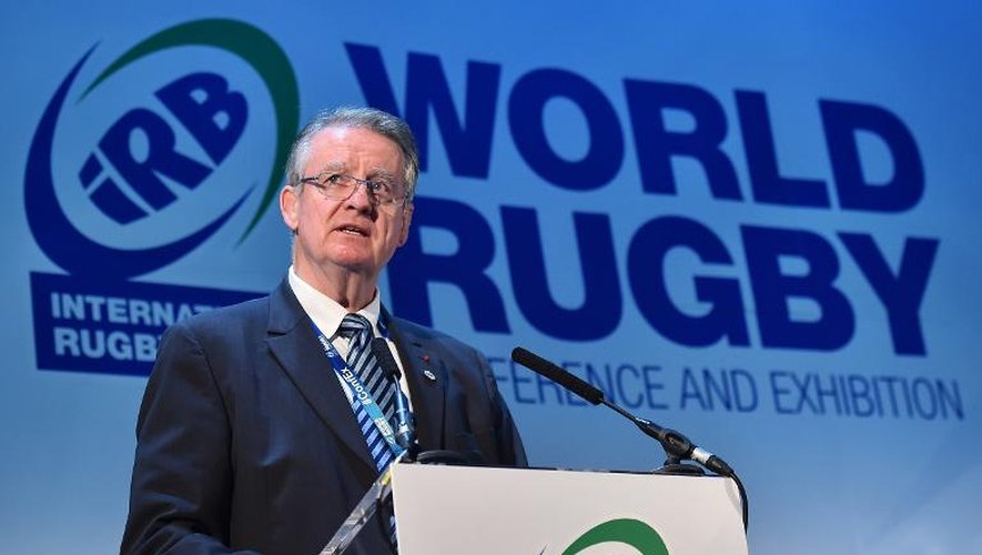 Le président de la Fédération internationale de rugby, Bernard Lapasset, lors de l'ouverture de la Conférence mondiale à Londres, le 17 novembre 2014