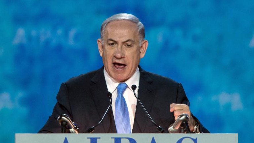 Benjamin Netanyahu lors de son intervention devant le groupe de pression américain pro-israélien Aipac, le 2 mars 2015 à Washington