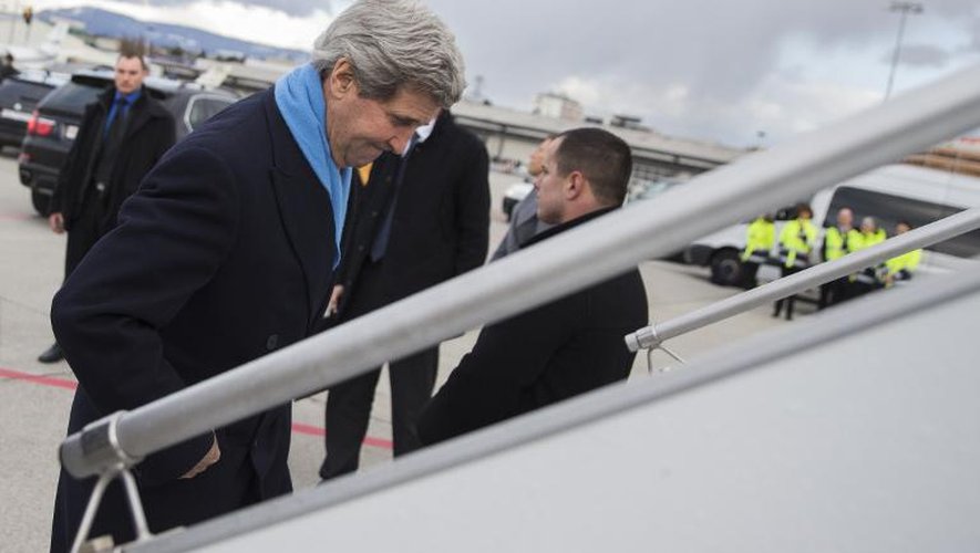 Le secrétaire d’État américain John Kerry quitte Genève après trois jours de négociations sur le nucléaire avec le ministre iranien des Affaires étrangères Javad Zarif, le 4 mars 2015