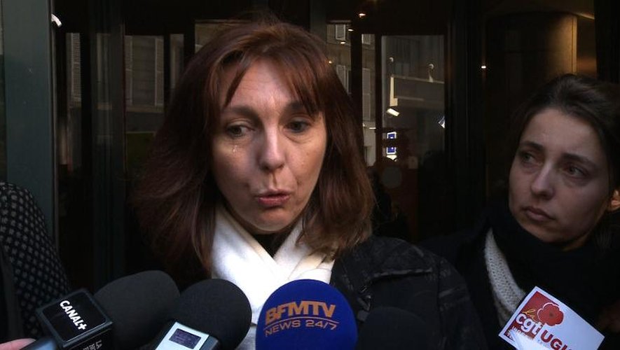 Capture d'écran d'une vidéo montrant Stéphanie Gibaud devant le Conseil des Prud'hommes de Paris le 5 mars 2015