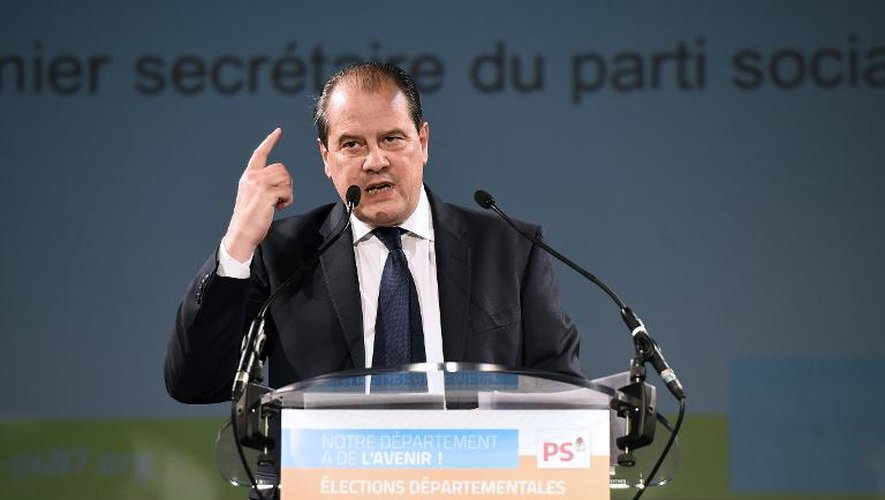 Jean-Christophe Cambadelis, le 5 mars 2015 lors d'un meeting électoral à Boisseuil, en Haute-Vienne