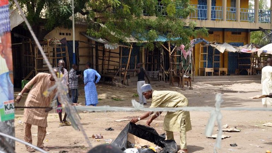Sur les lieux d'un attentat à Maiduguri, le 7 mars 2015