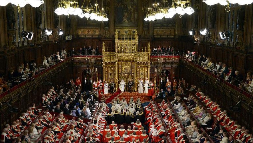 L'intérieur du Palais de Westminster lors du dicours de la reine Elizabeth II à la Chambre des Lords le 4 juin 2014