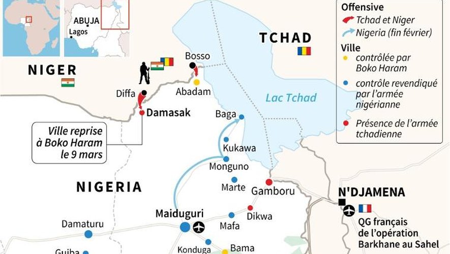 Localisation de l'offensive du Tchad et du Niger au Nigeria