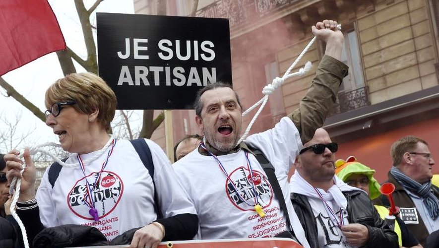 Manifestation d'artisans et de commerçants contre les dysfonctionnements du régime social des indépendants (RSI), le 9 mars 2015 à Paris
