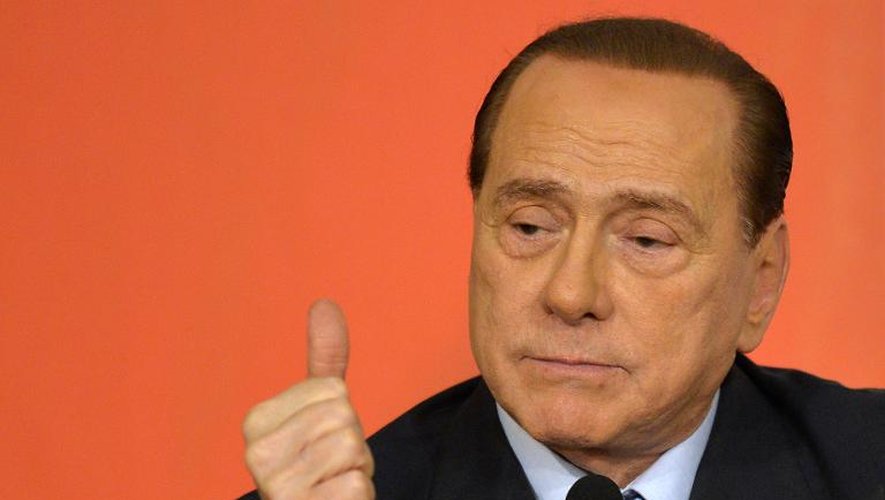 L'ancien chef de gouvernement Silvio Berlusconi, le 7 mai 2014 lors d'une conférence de presse à Rome