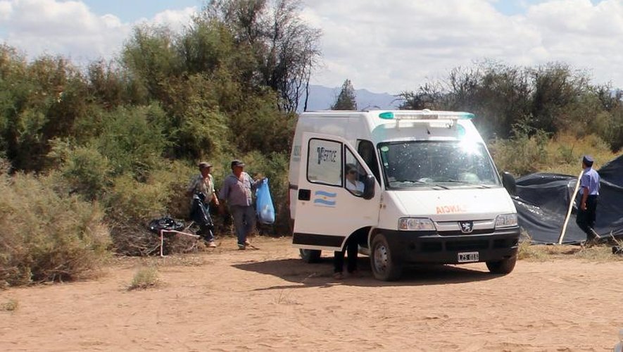 Les sauveteurs recueillent les corps des victimes du crash, le 10 mars 2015 près de Villa Castelli, dans le nord-ouest de l'Argentine