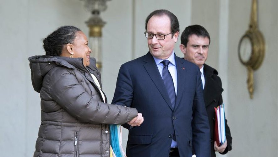 Christiane Taubira et François Hollande à l'Elysée, le 11 mars 2015 à Paris