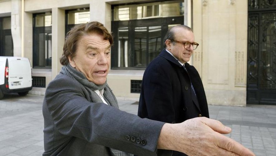 Bernard Tapie et son avocat Hervé Temime, le 12 mars 2015 à Paris