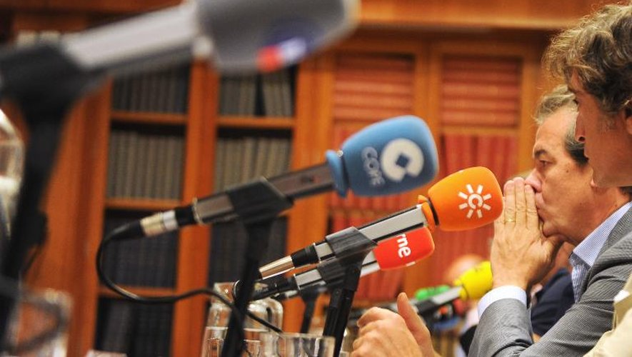 Une conférence de presse pour annoncer le refus des radios espagnoles de couvrir les matches de la Liga, le 8 septembre 2011 à Madrid