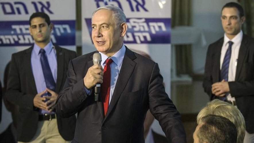Le Premier ministre sortant Benjamin Netanyahu en campagne le 11 mars 2012 à Netanya