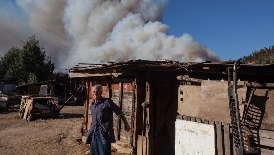 Un gigantesque incendie s'est déclaré dans une zone forestière près de Valparaiso au Chili le 13 mars 2015