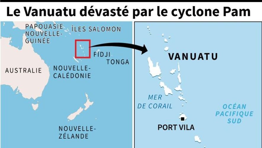 Localisation du Vanuatu, ravagé par le cyclone Pam