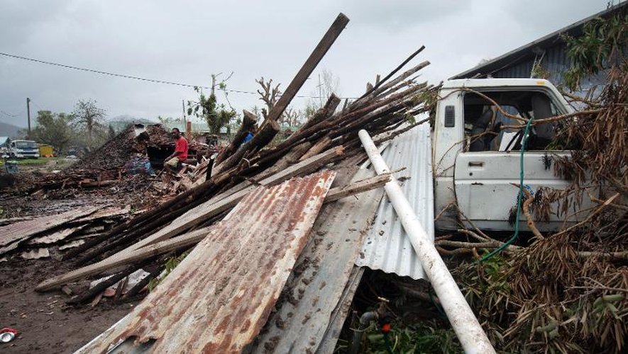 Habitations détruites le 15 mars 2015 à Port Vila après le passage du cyclone Pam à Vanuatu