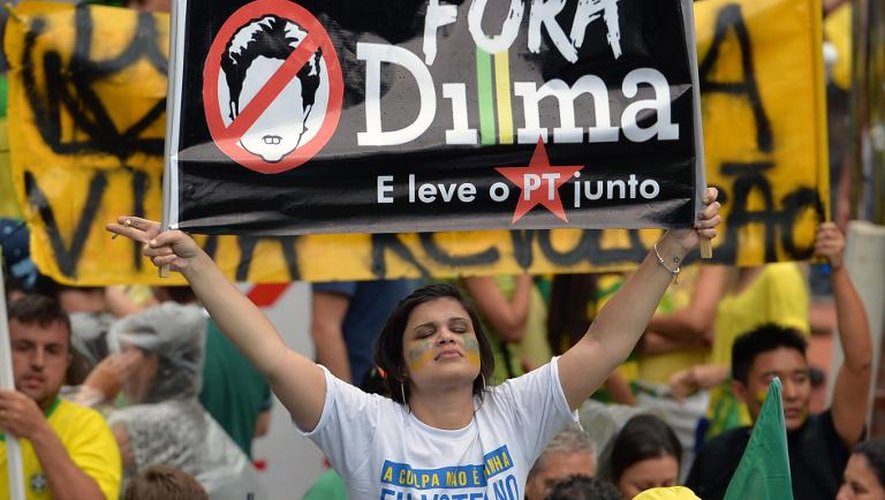 Manifestation contre la présidente Dilma Rousseff à Sao Paulo le 15 mars 2015