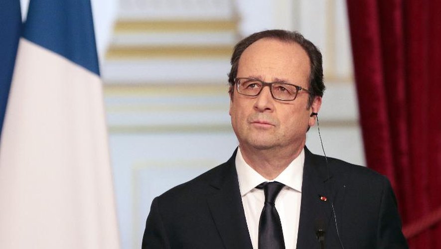 Le président François Hollande lors d'une conférence de presse le 17 mars 2015 à l'Elysée à Paris