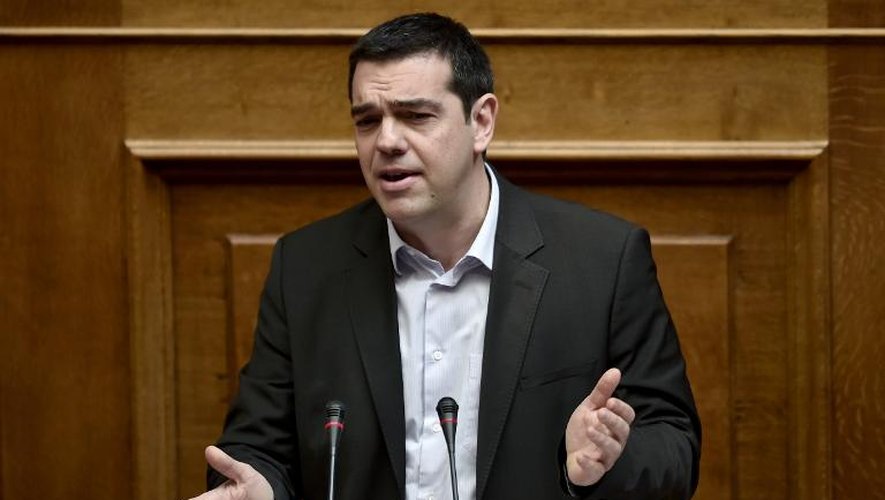 Le Premier minstre grec  Alexis Tsipras le 18 mars 2015 devant le Parlement à Athènes