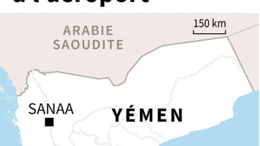 Localisation d'Aden au Yémen où des combats se déroulent à l'aéroport