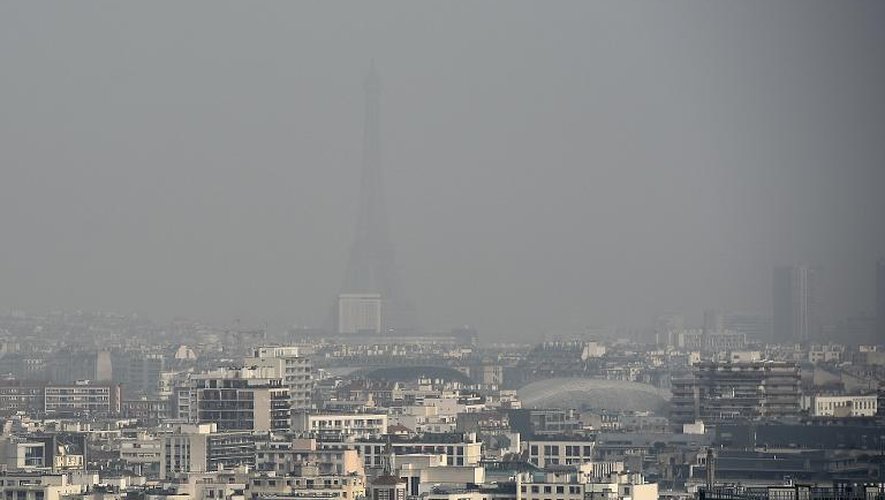 Vue de Paris lors d'un épisode de pollution aux particules, le 18 mars 2015