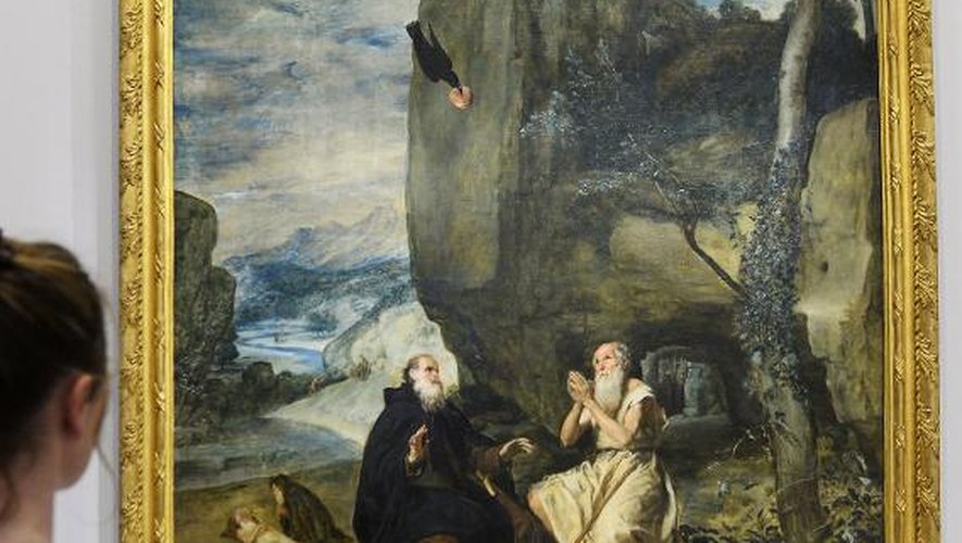 Le tableau de Velazquez "San Antonio Abad y san Pablo ermitano" exposé à Paris, le 20 mars 2015