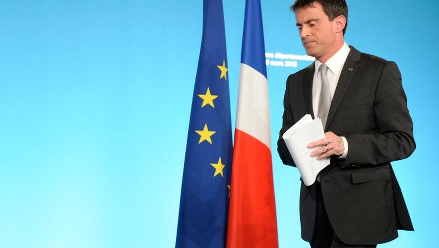 Le Premier ministre Manuel Valls le 22 mars 2015 à Matignon à Paris