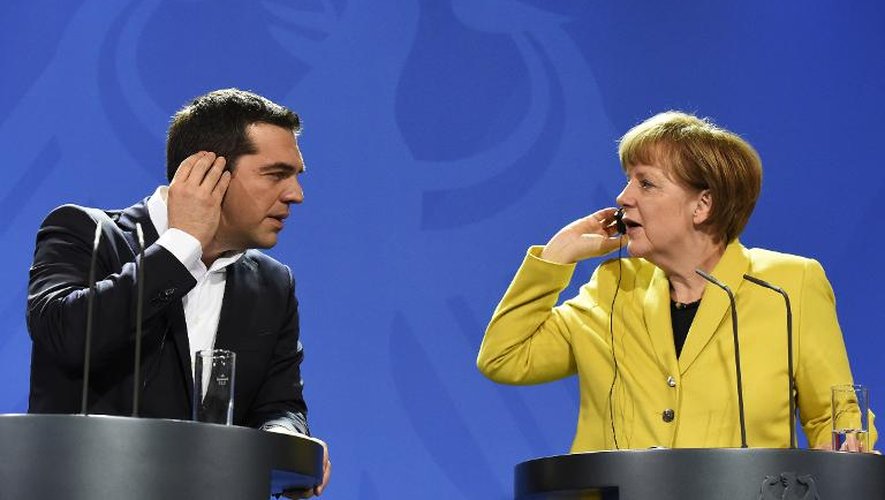 Le Premier ministre grec Alexis Tsipras et la chancelière allemande Angela Merkel à Berlin, le 23 mars 2015