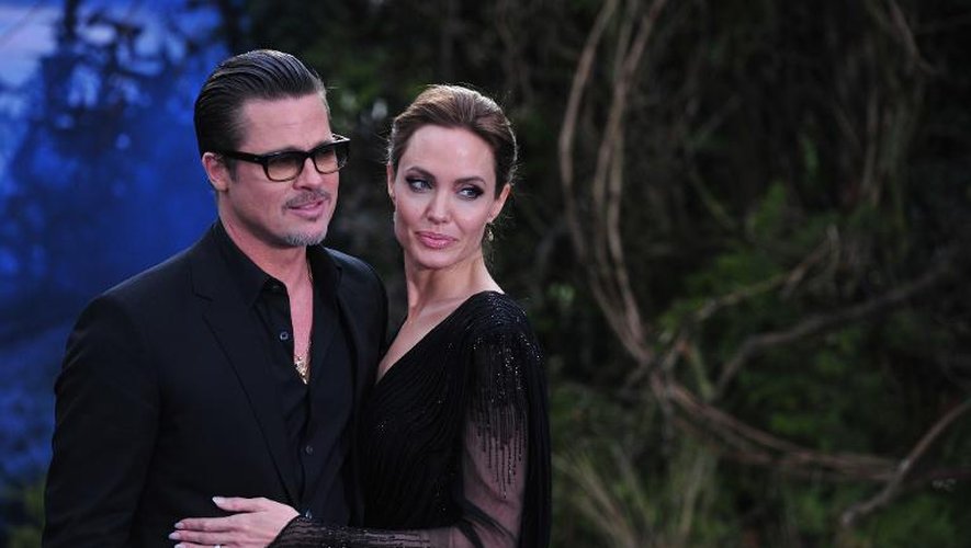 Angelina Jolie et Brad Pitt, lors de la première de "Maleficent" ("Maléfique"), le 8 mai 2014 à Londres