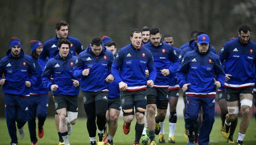Le XV de France à l'entraînement au centre national de rugby de Marcoussis, le 12 février 2016