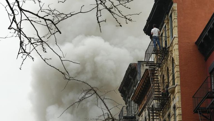 Un incendie dans le quartier d'East Village à New York, le 26 mars 2015