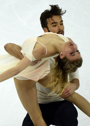 Les danseurs sur glace français Gabriella Papadakis et Guillaume Cizeron aux Mondiaux de patinage, le 27 mars 2015 à Shanghai