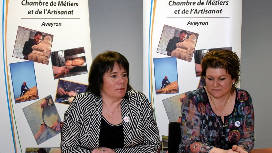Christine Sahuet, présidente de la Chambre de métiers et de l'artisanat, à gauche.