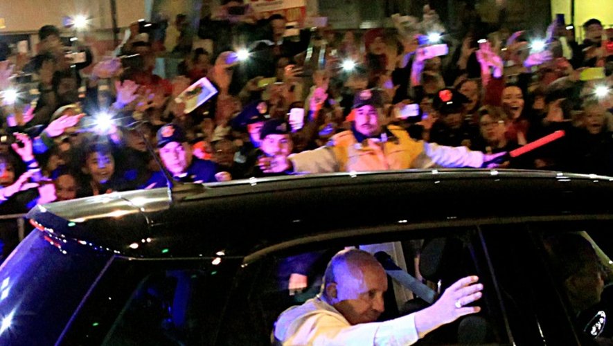 Le pape François à Mexico, à son retour de l'Etat du Chiapas, le 15 février 2016
