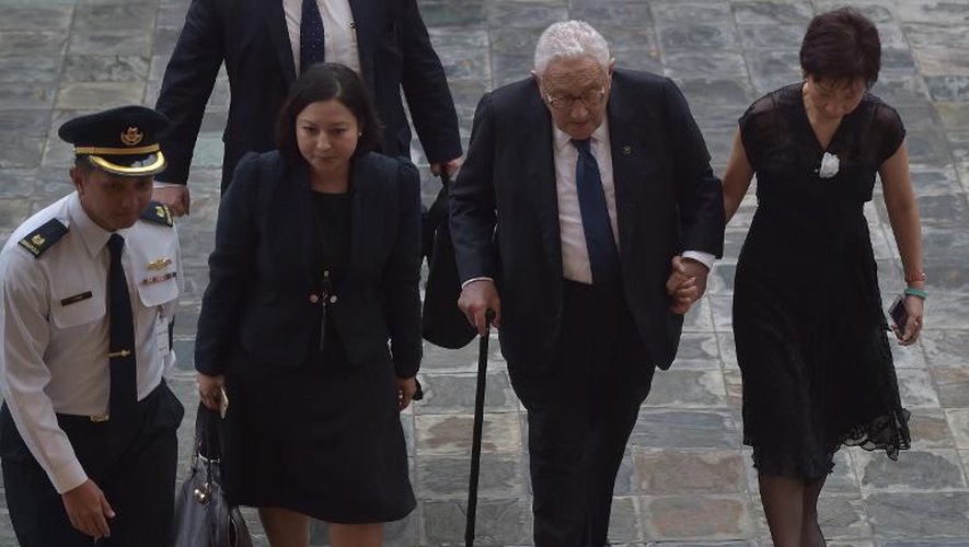 L'ancien secrétaire d'Etat Henry Kissinger aus funérailles de Lee Kuan Yew le 29 mars 2015 à Singapour