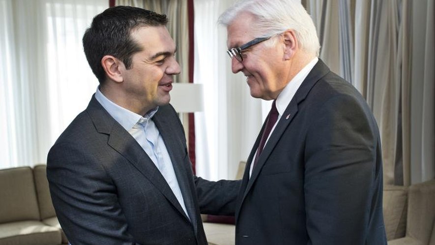 Le Premier ministre grec, Alexis Tsipras (g), et le ministre allemand des Affaires étrangères à Berlin, le 24 mars 2015