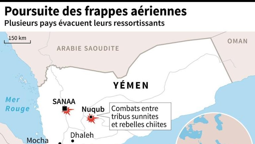 Carte du Yémen localisant Nuqub ou des combats ont fait plusieurs dizaines de morts