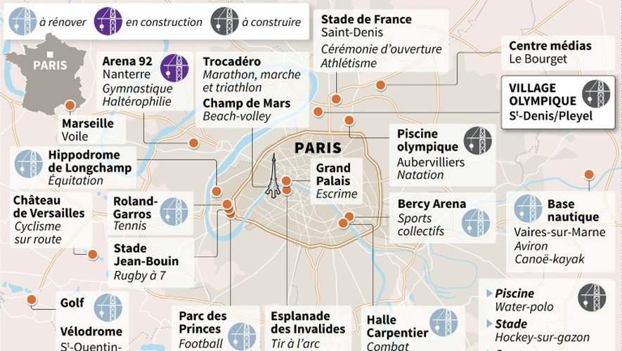 Jeux Olympiques 2024 : les sites de la candidature de Paris