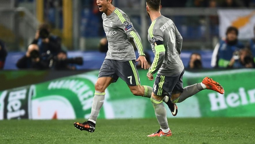 Cristiano Ronaldo a ouvert le score pour le Real Madrid face à l'AS Rome au stade olympique, le 17 février 2016