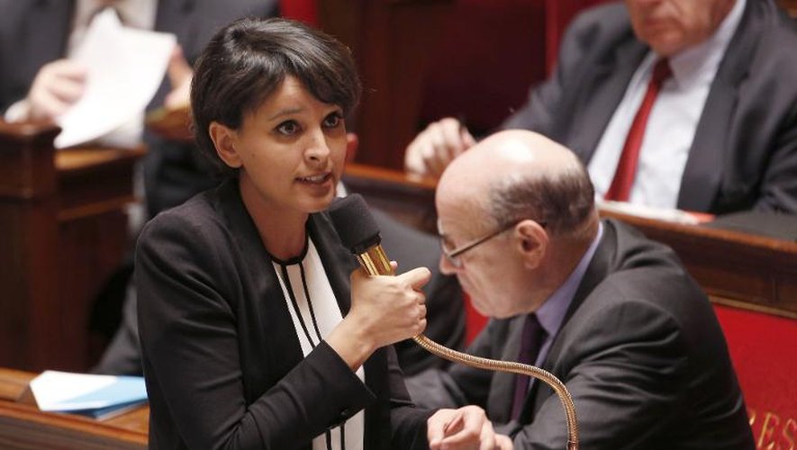 La ministre de l’Éducation, Najat Vallaud-Belkacem, lors de la séance de questions au gouvernement, le 24 mars 2015 à l'Assemblée nationale